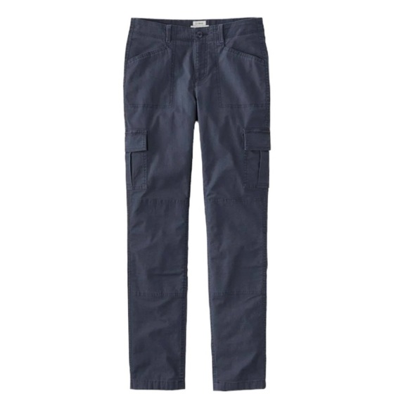 NWT L.L. Bean Stretch Canvas Cargo Flannel Lined Pants Navy Women's 20MT - Picture 1 of 16